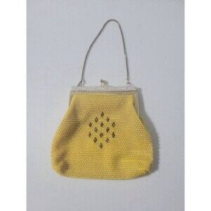 Golden Name Vintage Gold 1960s Beaded Bag Handbag Gold Strap Made In Hong Kong